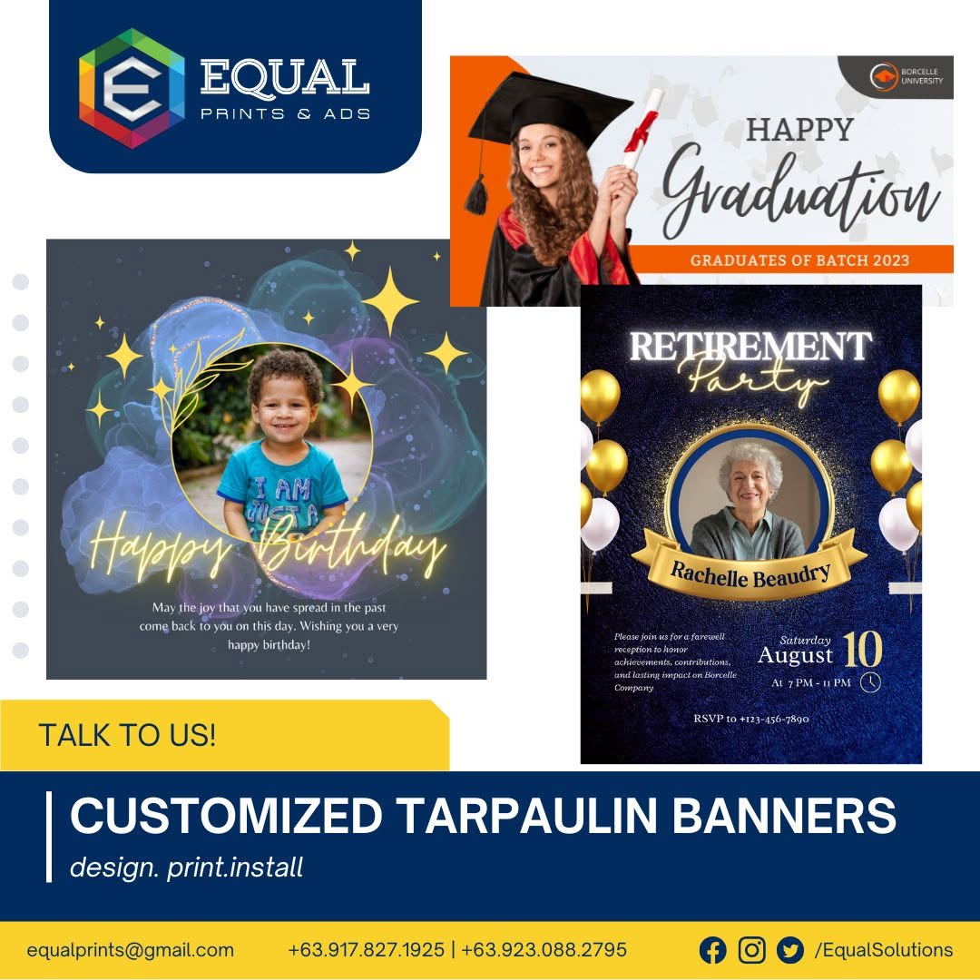 Customized tarpaulin banners for birthdays, graduations and events